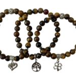 Dames armband Tijgeroog 8 mm met Tree of Life bedel