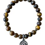 Dames armband Tijgeroog 8 mm met Tree of Life bedel