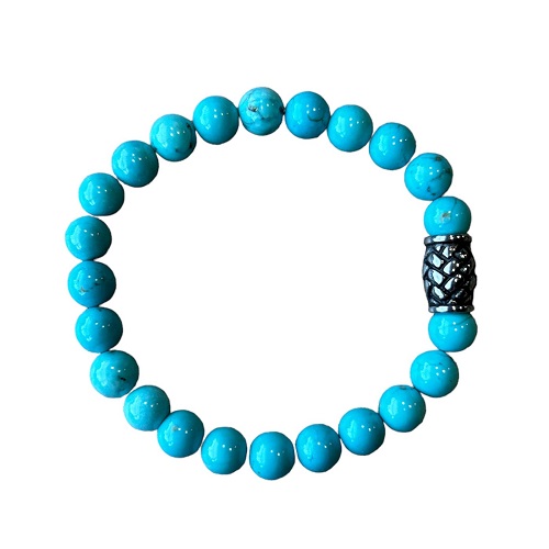 Herenarmband Turquoise 8 mm met Vlecht kraal