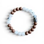 Damesarmband Agaat 8 mm en pioenroos geurkralen met RVS basic kraal.