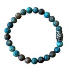Herenarmband Picasso Jaspis blauw 8 mm met Vlecht kraal