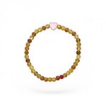 Kinderarmband natuursteen Amber 4 mm met hartje (14 cm)