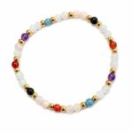 Dames armband roze Jade, Onyx, Aquamarijn, Amethist, Carneool en rode Jaspis 4 mm