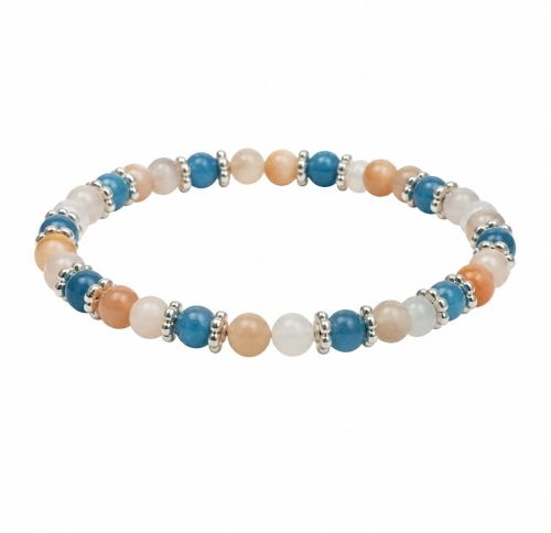 Dames armband Aquamarijn en roze Jade 4 mm