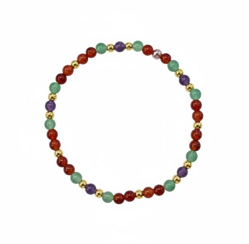 Dames armband Carneool, Amethist en Aventurijn 4 mm