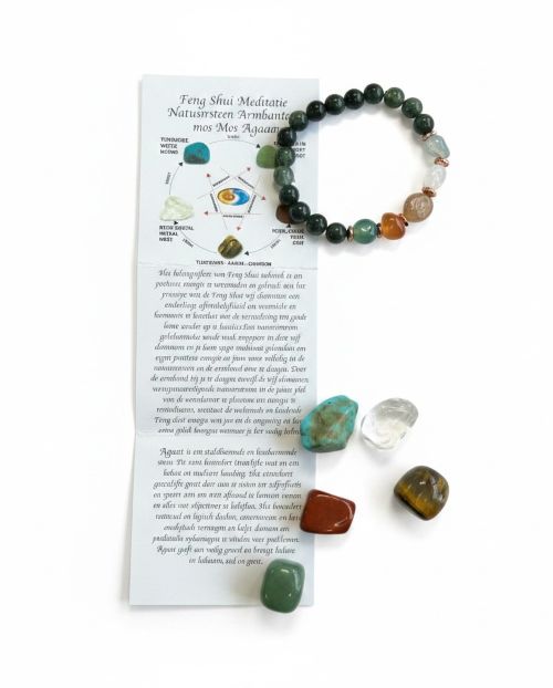 Feng Shui Meditatie natuursteen armband met Mos Agaat