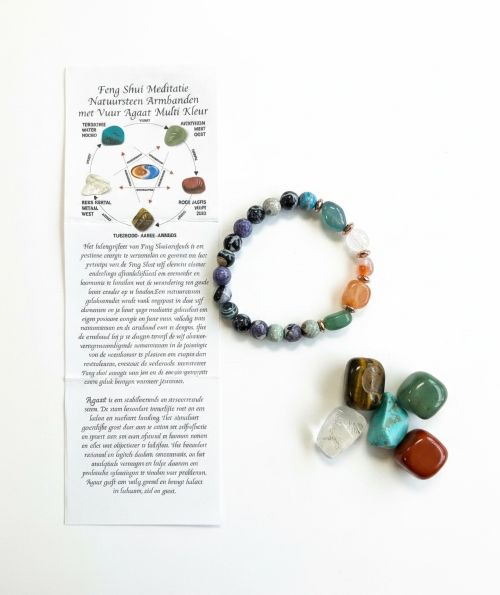 Feng Shui Meditatie natuursteen armband met Vuur Agaat multi kleur