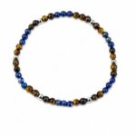Dames armband Tijgeroog en Lapis Lazuli 4 mm