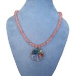 Damesketting met rode Calciet en gevlochten Tree of Life