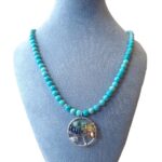 Damesketting met Turquoise en gevlochten Tree of Life