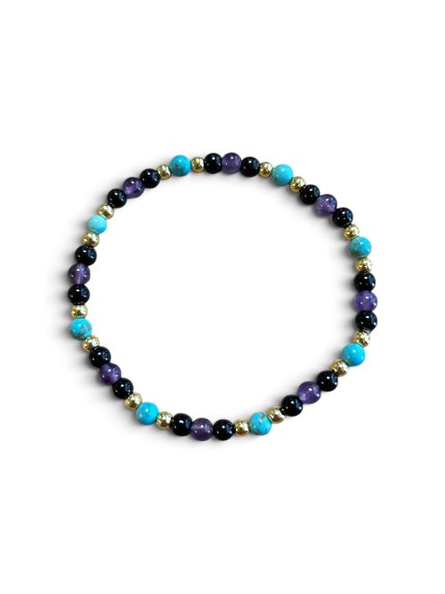 Dames armband Onyx, Amethist, en Turquoise 4 mm