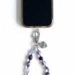 Telefoonkoord met natuursteen Amethist kralen