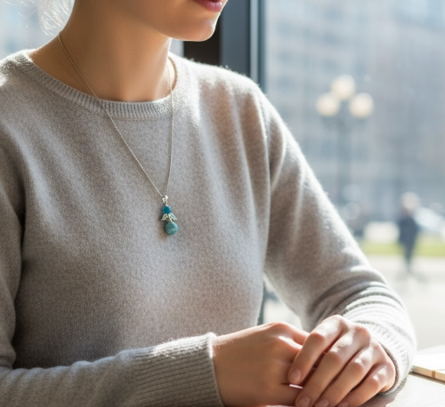 Ketting met een geluksengel van natuursteen Dragon Veins Agaat