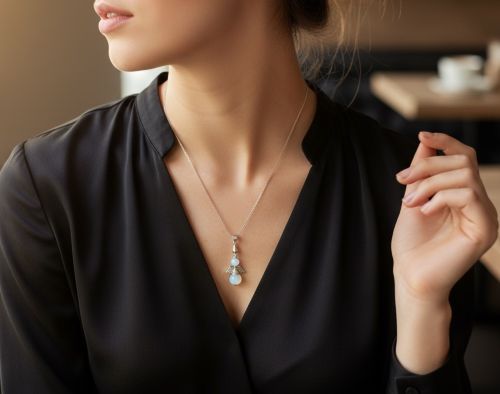 Ketting met een geluksengel van natuursteen Opaliet