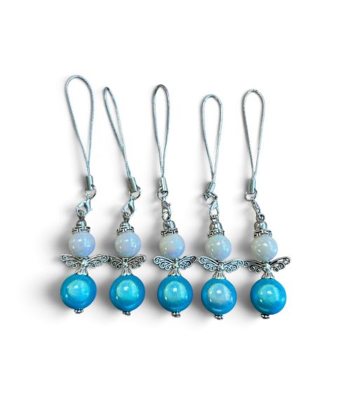 Beschermengelen parel wit met licht blauw (5 stuks)