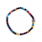Dames armband Agaat multi kleur 4 mm met oneindige geluksknoop