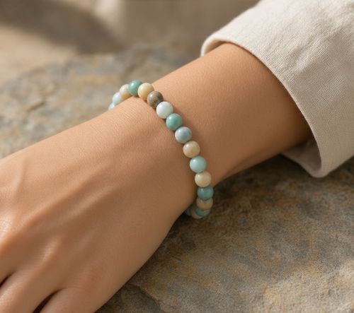 Dames armband Amazoniet mat 8 mm