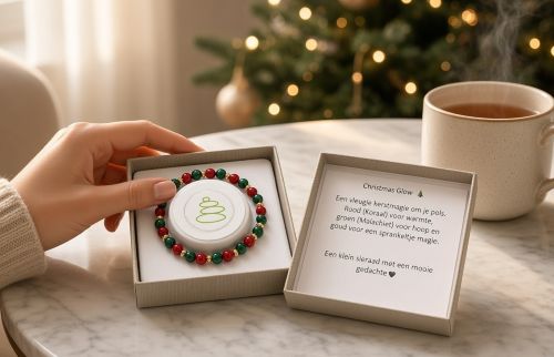 Dames armband Christmas Glow met Malachiet en Koraal 6 mm