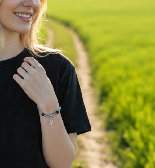Dames armband Fluoriet 6 mm met dromenvanger