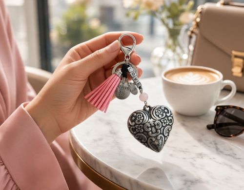Sleutelhanger liefde met Rozenkwarts