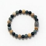 Herenarmband natuurstenen Onyx met gele Jaspis en Zoïsiet 8 mm