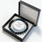 Heren armband 8 mm Isa, Blauwe tijgeroog en Onyx met Viking kraal