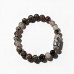 Heren armband 8 mm Toermalijn Kwarts en Alabastro Jaspis met Viking rune Gebo