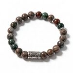 Heren armband 8 mm Jera, Bonte Jaspis en Alabastro Jaspis met Viking kraal