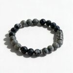 Heren armband 8 mm Uruz, Picasso Jaspis en Labradoriet met Viking kraal
